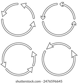 Circular design. Rotate circle symbol. Circle of arrows. Recycle icon vector set. Vector illustration. Stock image. EPS 10.