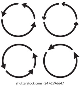 Circular design. Rotate circle symbol. Circle of arrows. Recycle icon vector set. Vector illustration. Stock image. EPS 10.