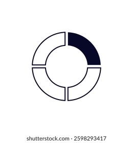 A circular design split into four sections with one segment prominently highlighted in black.