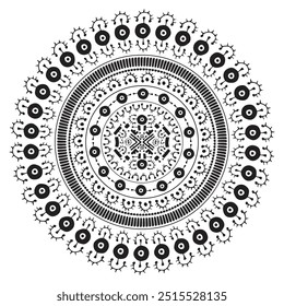 Design circular vetor mandala tatuagem estilo design, tribal Polinésia ou havaiano padrão geométrico ornamento em preto e branco