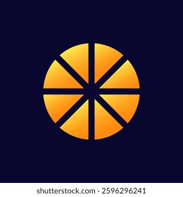 circular design with vivid orange color divided into eight equal parts, creating a striking pattern.