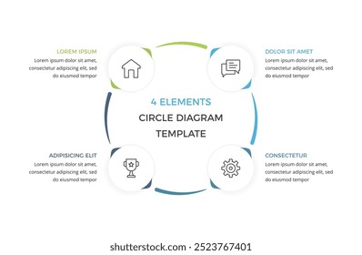 Circular diagram with 4 elements, cycle process infographic template, vector eps10 illustration