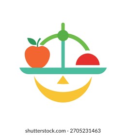 Circular diagram with apples, leaves, and fork on white background circle fruit