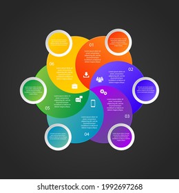 Circular diagram. Business finance progress graph visualization. Project round chart. Circle diagram template. Presentation brochure, marketing analysis concept. Graphic diagram. Vector illustration
