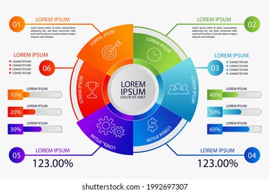 Circular diagram. Business finance progress graph visualization. Project round chart. Circle diagram template. Presentation brochure, marketing analysis concept. Graphic diagram. Vector illustration