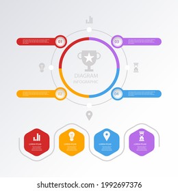 Circular diagram. Business finance progress graph visualization. Project round chart. Circle diagram template. Presentation brochure, marketing analysis concept. Graphic diagram. Vector illustration