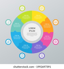 Circular diagram. Business finance progress graph visualization. Project round chart. Circle diagram template. Presentation brochure, marketing analysis concept. Graphic diagram. Vector illustration