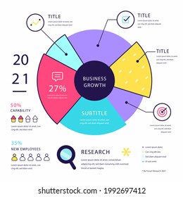 Circular diagram. Business finance progress graph visualization. Project round chart. Circle diagram template. Presentation brochure, marketing analysis concept. Graphic diagram. Vector illustration