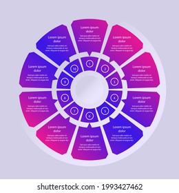 Circular diagram. Business finance progress graph visualization. Project round chart. Circle diagram template. Presentation brochure, marketing analysis concept. Graphic diagram. Vector illustration