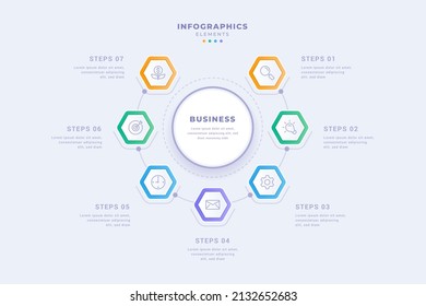 Circular diagram business infographic template with seven steps design