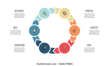 Circular diagram. Pie chart with 4 options, arrows. Vector template for business infographics and presentations.