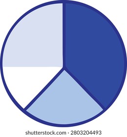 Circular diagram showing percentage breakdown and statistical proportions. Modern infographic element for financial reports and data analysis projects in professional blue colors.