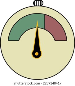 A circular dial gauge with needle - Mechanical illiustratuion - measurement vector - icon 