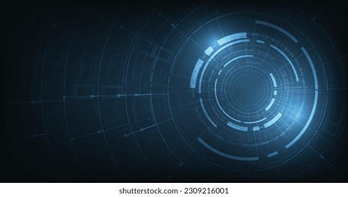 Circular digital background. Futuristic Circular digital technology background.High-tech circular connection system concept.