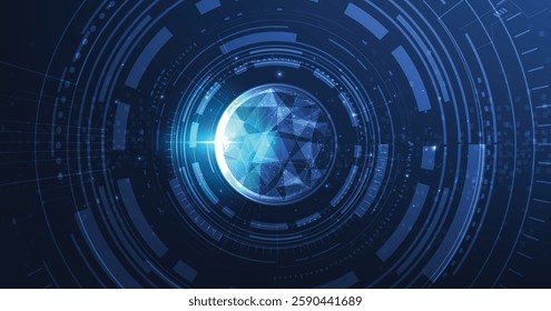 Circular digital background. Futuristic Circular digital technology background.High-tech circular connection system concept.	