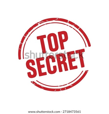 A circular distressed red stamp prominently displays the words top secret in bold capitalized lettering indicating confidential or restricted information