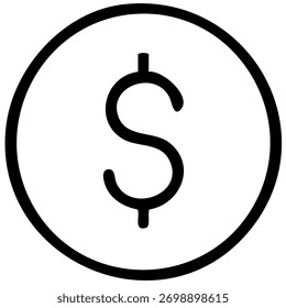 Ícone circular em dólares simbolizando finanças e comércio monetário