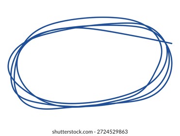 Circular doodle of continuous blue line to highlight text