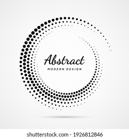 Circular Dot Frame. Circle Border With Effect Halftone. Modern Faded Ring. Semitone Shape Round. Point Sphere Boarder. Dotted Geometric Pattern. Graphic Small Dots Element For Design Prints. Vector