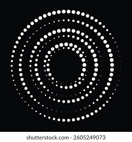Circular Dot Spiral Pattern in Black and White with Geometrical Design