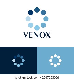 Circular dots logo design concept. Fintech company brand logomark illustration. Can representing program, ai, system, blockchain, vpn, tech.
