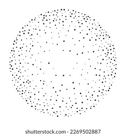 Arrière-plan circulaire pointillé sur fond flou. Cercle points. Elément de conception pour la médecine, le traitement, les cosmétiques. Bordure ronde à l'aide de la texture des points demi-teintes. Illustration vectorielle