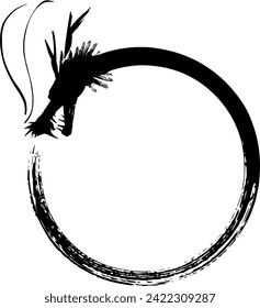 Circular dragon drawn with a brush