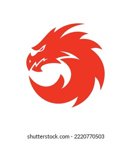 Circular dragon mascot logo. Dragon head vector icon