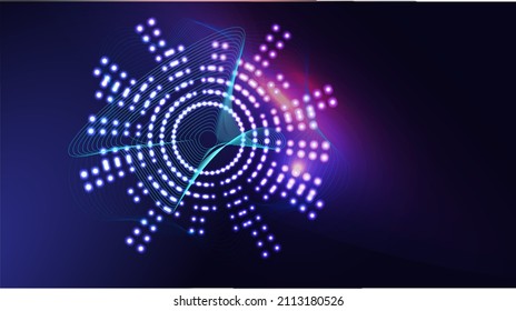 Circular dynamic sound wave vector. Color dodge with Neon glow style background