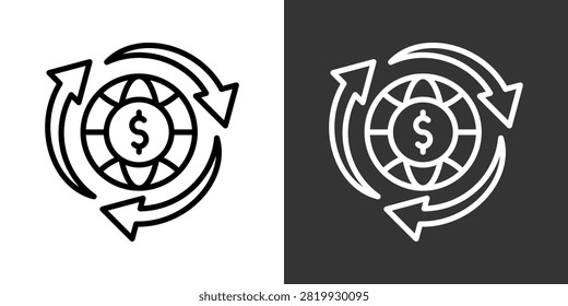Circular Economy Black And White Multiple Style Icon Set Collection Pack Vector Illustration
