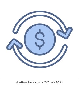 Circular Economy Blue Icon Vector Illustration