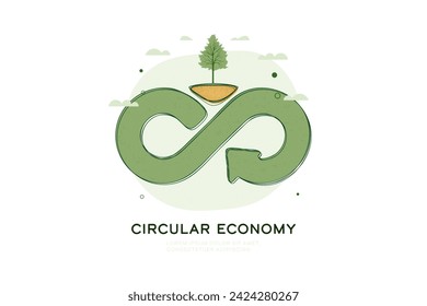 Circular Economy.The concept of future growth business and environment sustainable devellopment. Vector illustration.