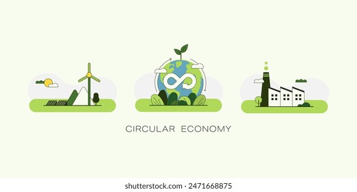 Circular Economy.The concept of future growth business and environment sustainable devellopment. Vector illustration.