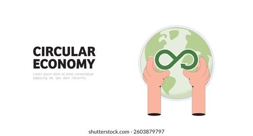 Circular Economy.The concept of future growth business and environment sustainable devellopment. Vector illustration.