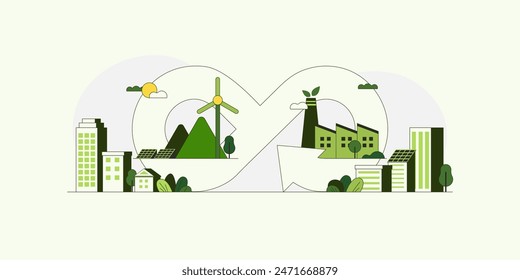 Circular Economy concept.Business and environment sustainable devellopment. Flat Vector illustration.