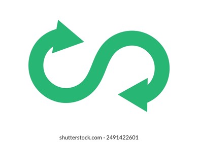 icono de economía circular flecha circular símbolo de proceso de bucle sin fin concepto de logotipo de negocio industrial corporativo ecológico responsable con el medio ambiente, reciclaje. ilustración gráfica de Vector