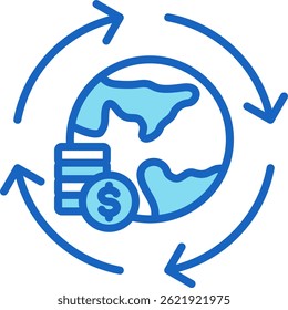 Circular Economy Icon Blue Vector Illustration
