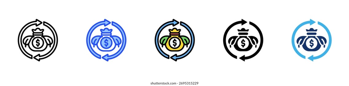 Coleção de Ícones da Economia Circular com Vários Estilos