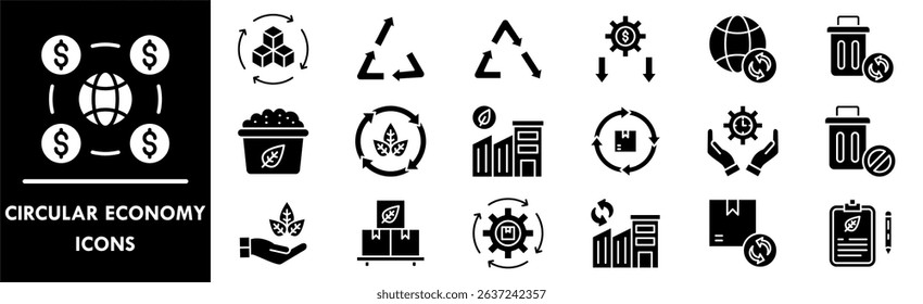 Circular Economy icon collection set. Containing design sustainable, green, economy, environmental, circular