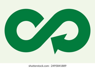 Circular economy icon, concept of environmentally responsible green corporate industrial business, recycling. vector illustration