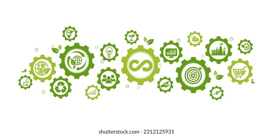 circular economy icon. The concept of eternity, endless and unlimited, circular economy for future growth of business and environment sustainable with flat design, vector illustrator.