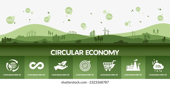 circular economy icon. The concept of eternity, endless and unlimited, circular economy for future growth of business and environment sustainable with flat design infographic, template, vector illustr