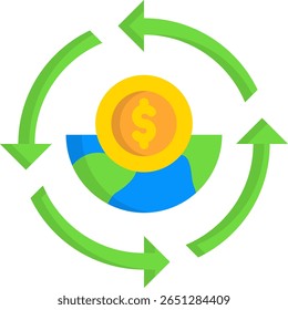 Ícone de economia circular - Ilustração plana de vetor