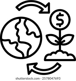 Circular Economy Icon Line Vector Illustration