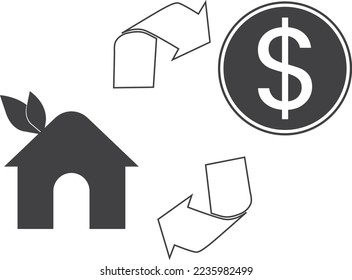 Circular economy icon, marketing icon black vector