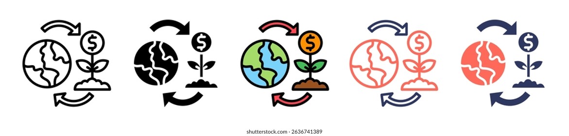 Circular Economy Icon Multiple Vector Illustration