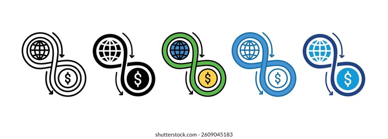 Circular Economy Icon Set Multiple Style Collection