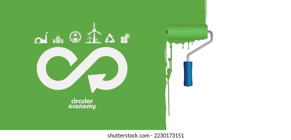 circular economy icons on white background