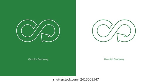circular economy icons on white background