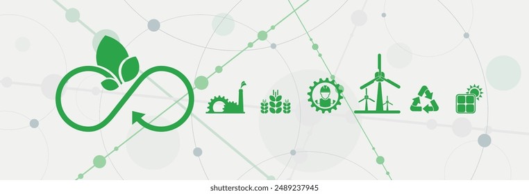 circular economy icons on white background